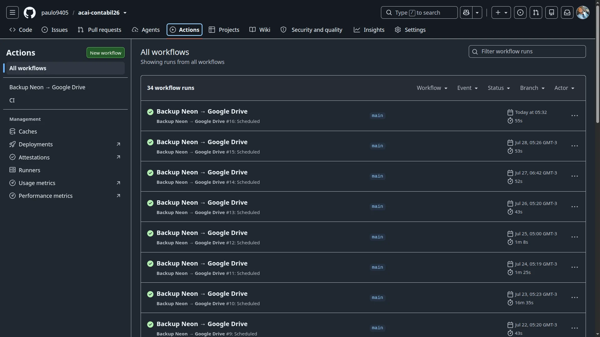Pipeline CI/CD com jobs de lint, testes e coverage